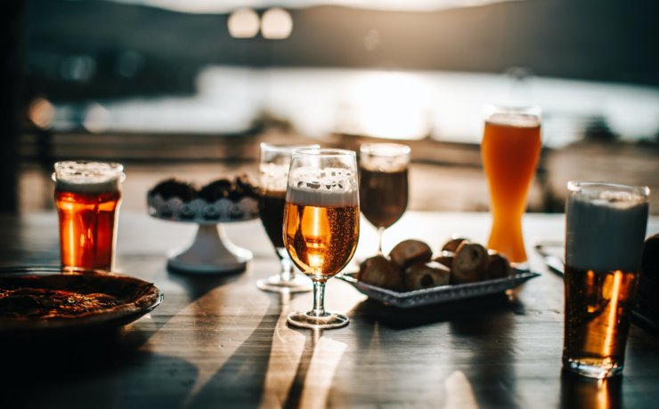 wine glasses on gray surface