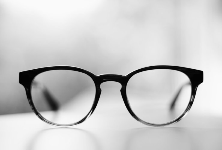 eyeglasses with black frames
