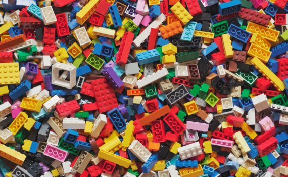 yellow red blue and green lego blocks